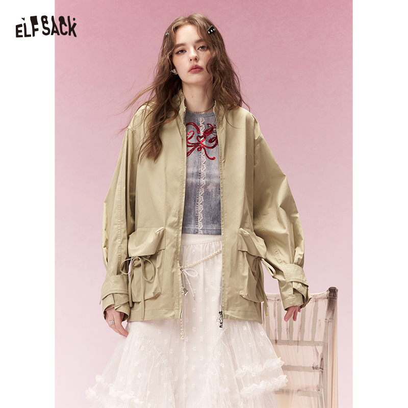 Office Tech Wear - ELFSACK Techwear 드로스트링 포켓 스탠드 칼라