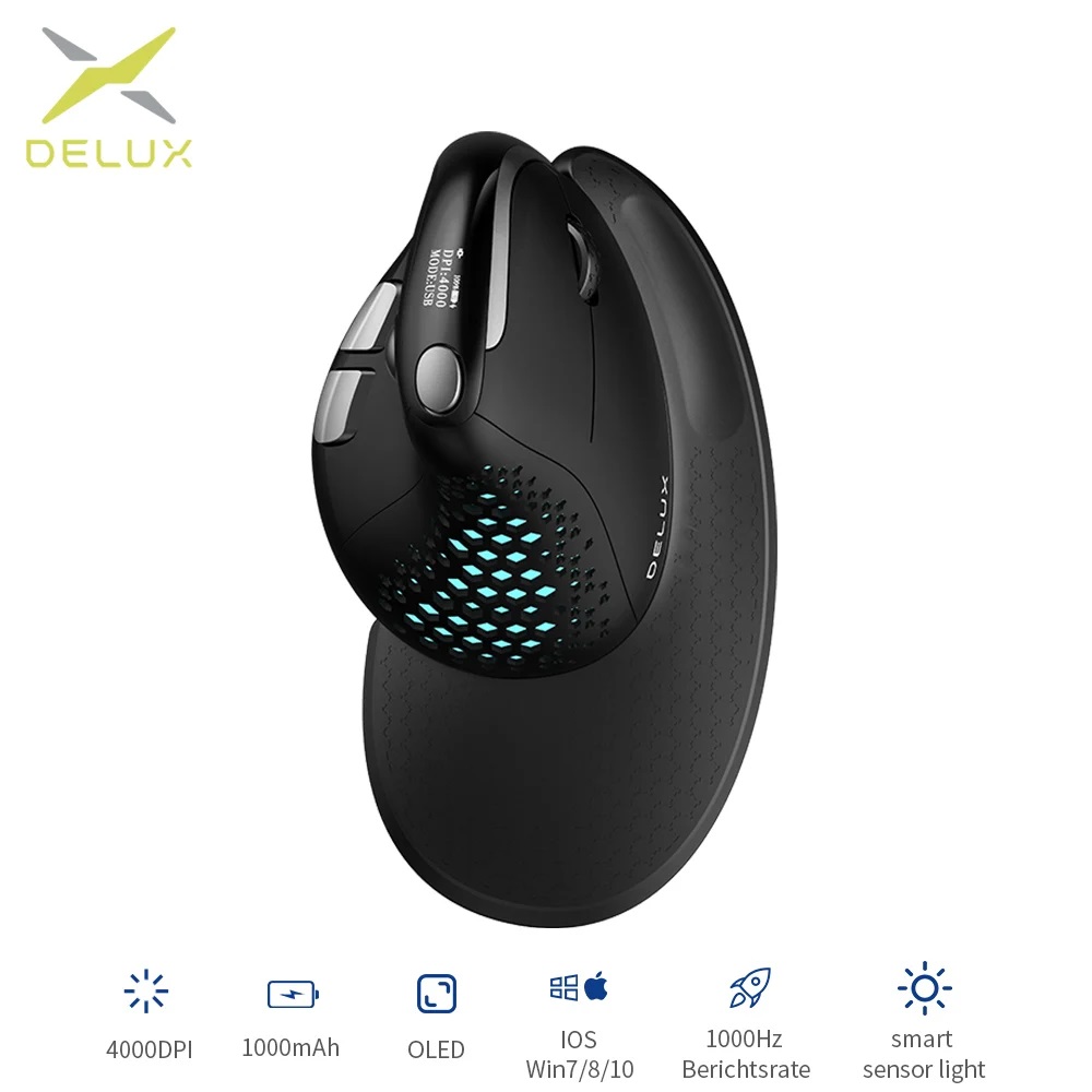 Ergonomic Mouse Vertical - Delux M618XSD Seeker 인체 공학적 수직