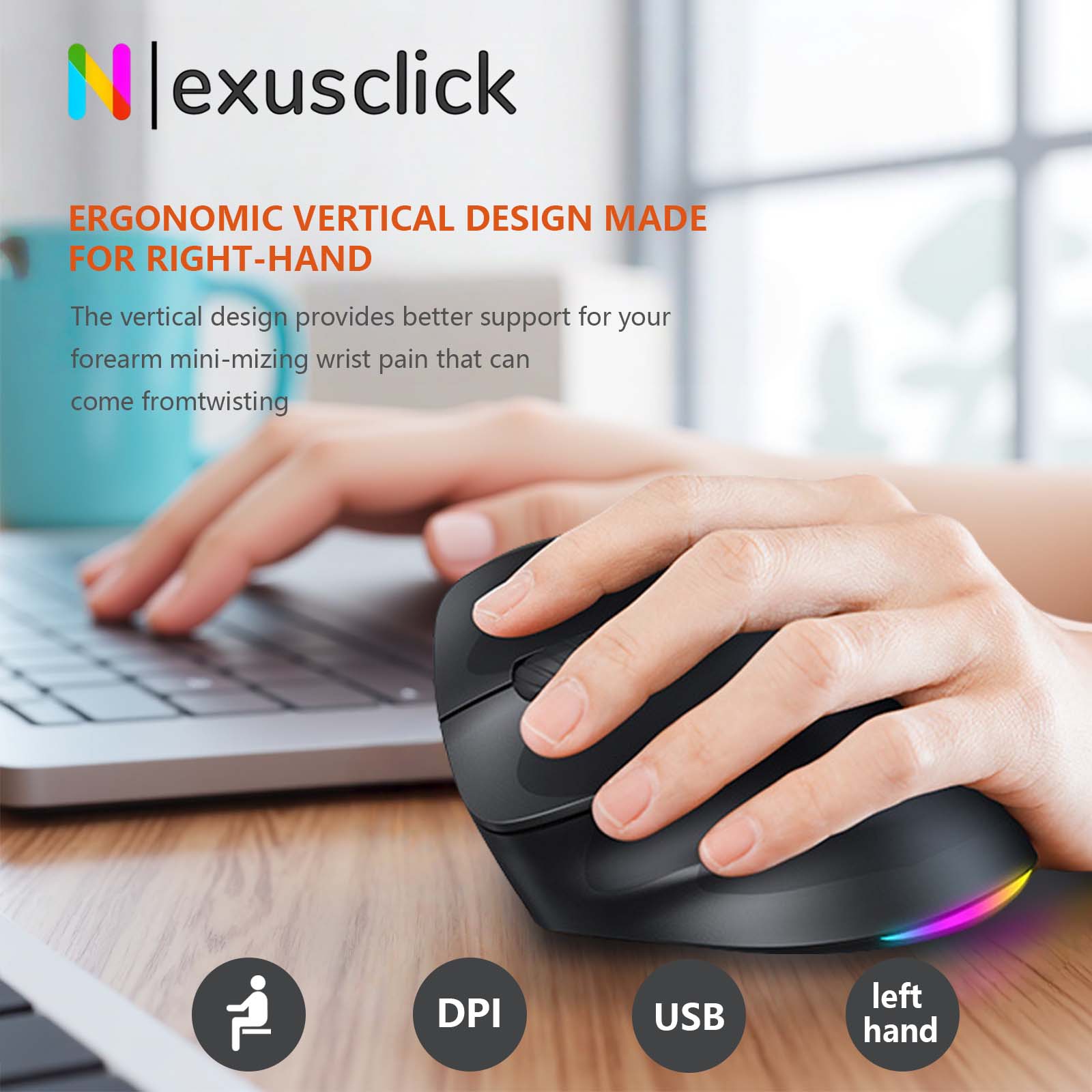 Ergonomic Mouse Vertical - 오리지널 미티온 BTM010 왼손잡이용 수직 인체공학