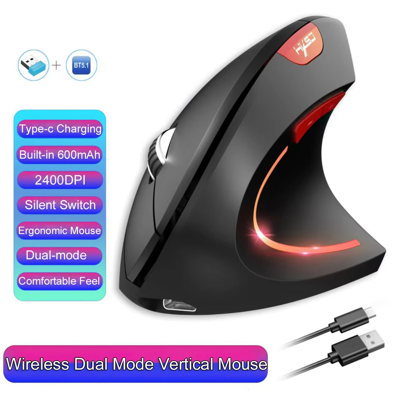 듀얼 모드 무선 수직 마우스 600mAh 충전식 인체공 - Ergonomic Mouse Vertical 리뷰 및 가격