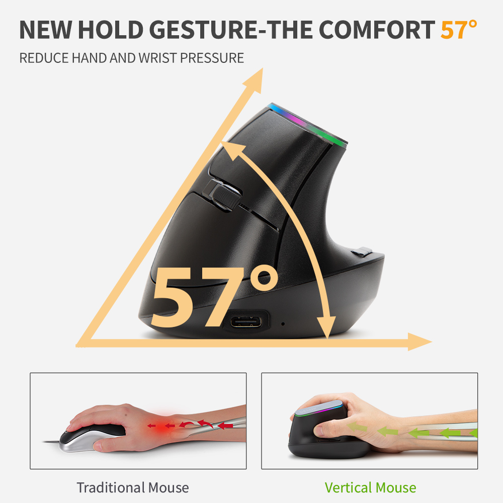 Delux 인체 공학적 수직 마우스 충전식 무선 RGB - Ergonomic Mouse Vertical 리뷰 및 가격