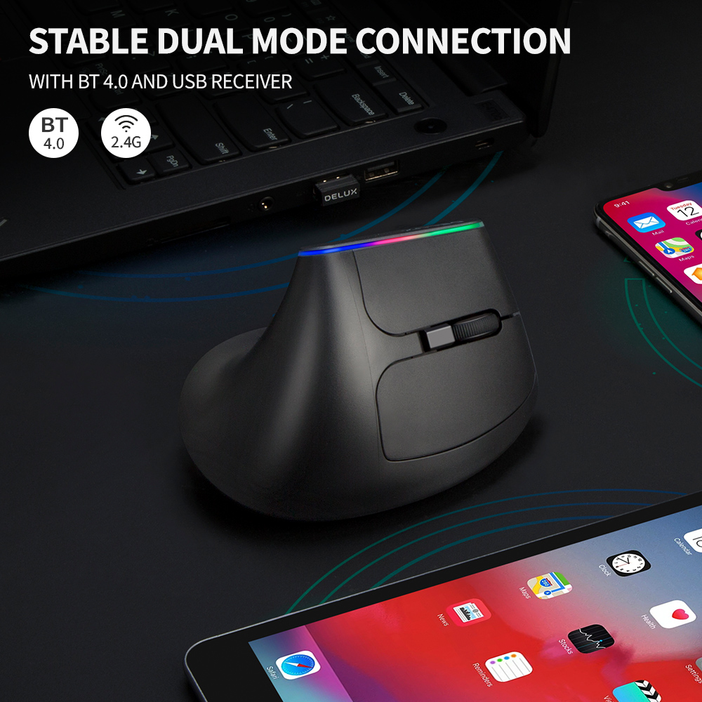 Delux 인체 공학적 수직 마우스 충전식 무선 RGB - Ergonomic Mouse Vertical 리뷰 및 가격